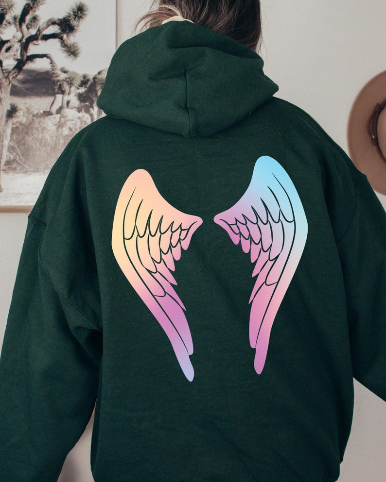 Angel Wings Back Print Sweatshirt: Trendy Woman's Hoodie image 4