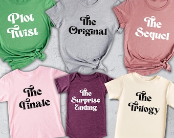 Siblings Matching Shirt Set: Pregnancy Announcement - Original, Sequel, Finale