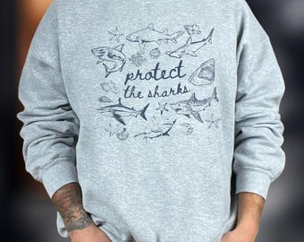 Protect The Sharks Hoodie, Ocean Conservation Sweatshirt, Shark Lover Gift