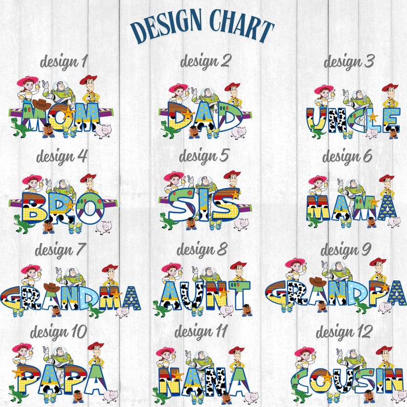 a group of children's name tags with cartoon characters