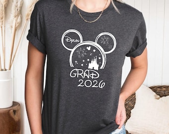 Custom Disney Grad 2026 Shirt, Personalized Graduation Tee, Class of 2026 Senior Trip Shirt, Magical Park Group Gift, Minnie Cap Tee Shirt