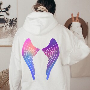 Angel Wings Back Print Sweatshirt: Trendy Woman's Hoodie image 3