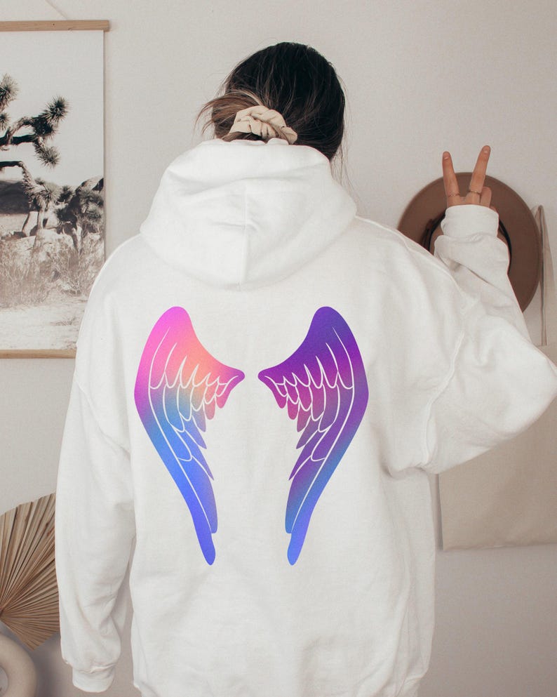 Angel Wings Back Print Sweatshirt: Trendy Woman's Hoodie image 3