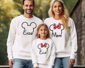 Custom Disney Family Sweatshirt, Personalized Mickey Minnie Hoodie, Disney Matching Vacation Sweatshirt, Disney Park Family Trip Sweatshirt