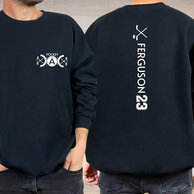 Custom Hockey Dad Hoodie, Personalized Hockey Fan Gift image 2