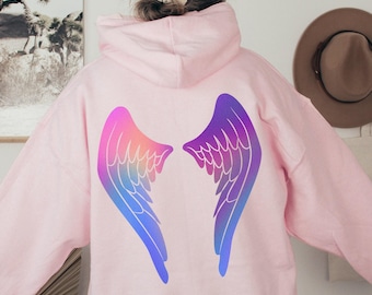 Angel Wings Back Print Sweatshirt: Trendy Woman's Hoodie