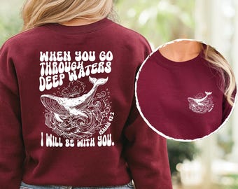 Isaiah 43:2 Whale Shark Sweatshirt, Christian Ocean Faith Sweater