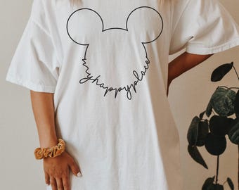 Comfort Colors Mickey Mouse Shirt, My Happy Place Disneyland Sweatshirt