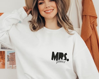 Custom Mrs. Sweatshirt: Minimalist Honeymoon Gift