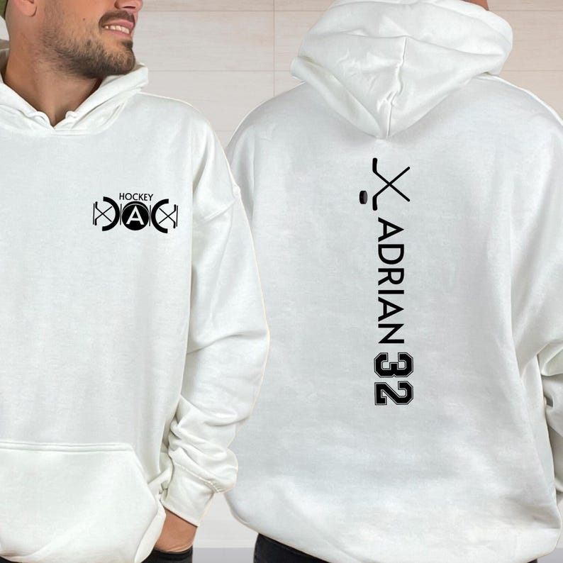 Custom Hockey Dad Hoodie, Personalized Hockey Fan Gift image 1