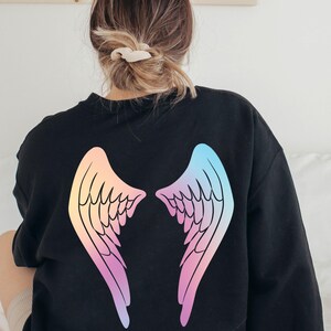 Angel Wings Back Print Sweatshirt: Trendy Woman's Hoodie image 2