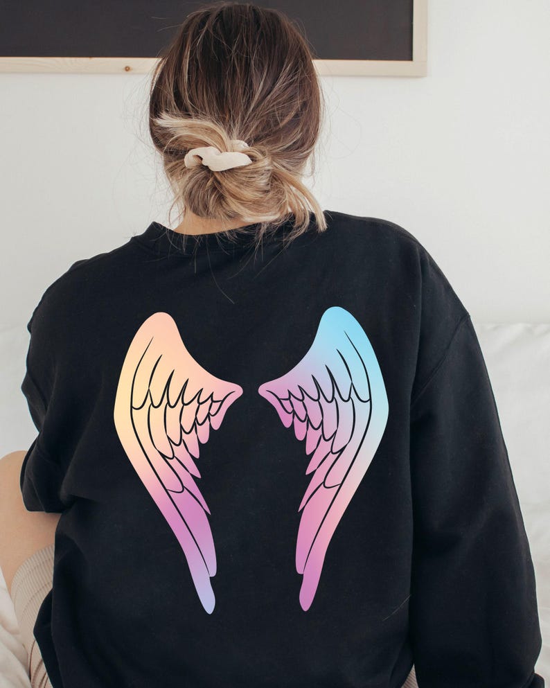 Angel Wings Back Print Sweatshirt: Trendy Woman's Hoodie image 2