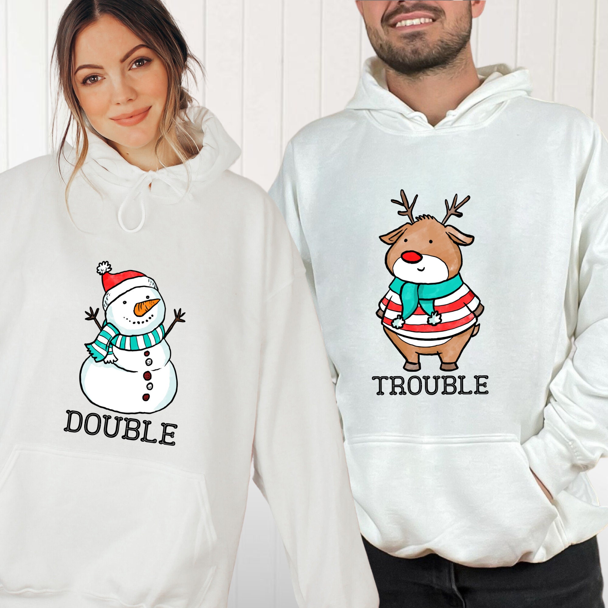 Double Trouble Sweatshirt, Couple Matching Christmas Hoodies