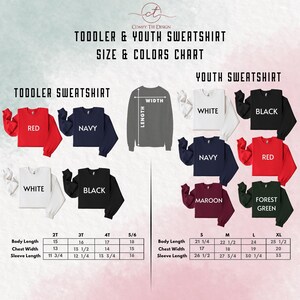a chart showing the sizes of youth and youth sweatshirts