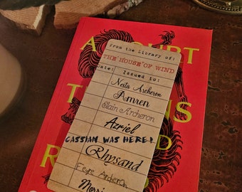 ACOTAR House of Wind Library Card Bookmark | A Court of Thorns and Roses | SJM | Double-sided | Rustic | Book Lovers | Booktok | Handmade