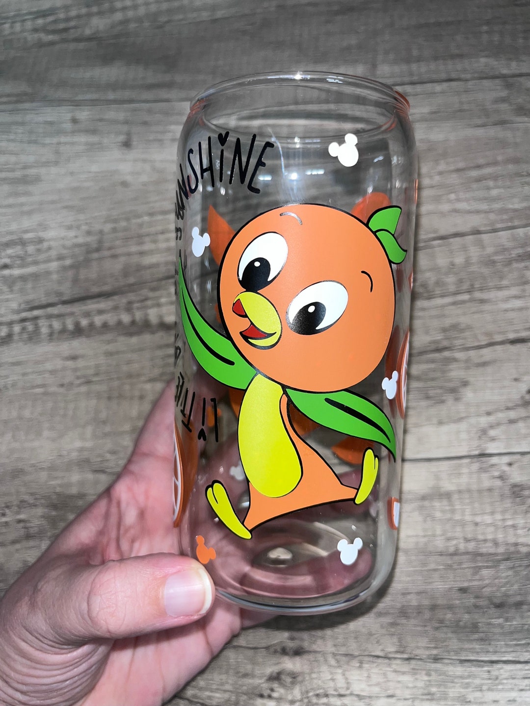 Orange Bird Glass, Disney Glass, Disney Beer Can Glass, Libbey Glass