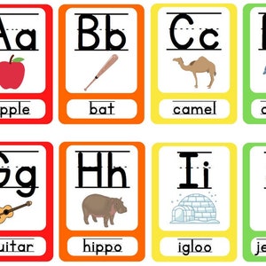 Tarjetas flash del alfabeto tradicional imprimibles, tarjetas didácticas ABC, tarjetas del alfabeto, tarjetas didácticas para niños preescolares, descarga digital