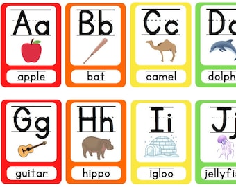Traditionelle Alphabet Lernkarten, ABC Lernkarten, Alphabet Karten, Vorschule Kleinkind Lernkarten, digitaler Download