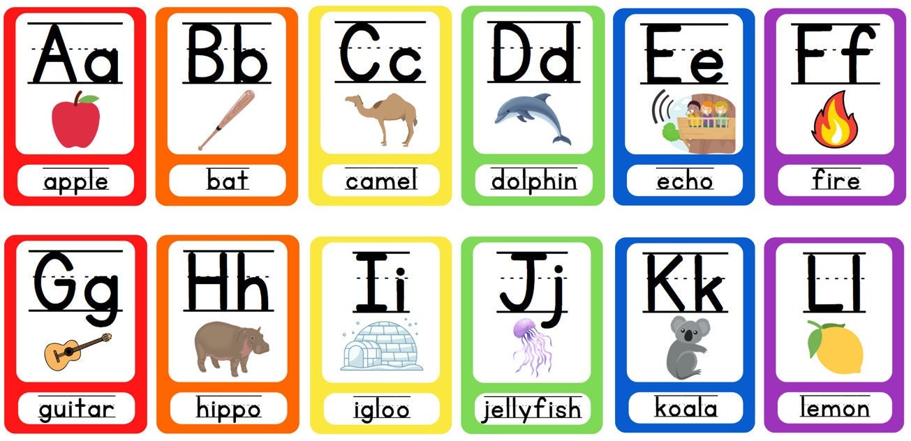 Traditional Alphabet Flash Cards Printable, ABC Flashcards, Alphabet Cards, Preschool Toddler Flashcards, Digital Download - Etsy free-alphabet-flashcards-and-printables-for-wall