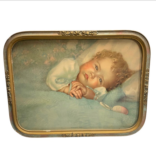 Vintage Heaven's Gift Annie Benson Muller Framed Wall Art Print Home Decor Baby