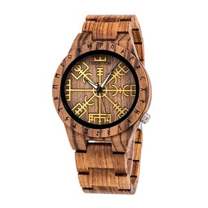 Vikings Mens Watch, Wood Watch for Men, Engraved Wood Watch, Personalized Watch, Anniversary Gift for Him, Father's Day Gift for Dad imagen 6