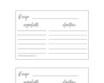 Printable Recipe Card Template, Instant Download, Recipe Cards 4x6, DIY Bridal Shower Recipe Card Insert, Editable Recipe Cards, Christmas