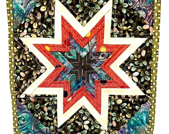 Folded Star Hot Pad - Green Flowers