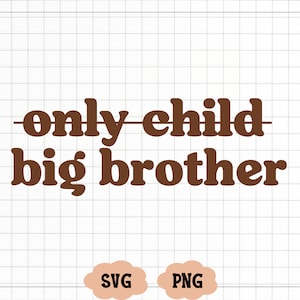 Einzelkind zu Big Brother SVG, Big Brother Shirt SVG, Bruder SVG, Kid Shirt Design, Großer Bruder SVG, Großer Bruder Png