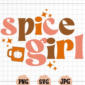 Pumpkin Spice Girl Retro svg dxf eps png Cutting Files For Cameo Cricut, Fall, Autumn, Thanksgiving, Halloween, Retro, Sublimation