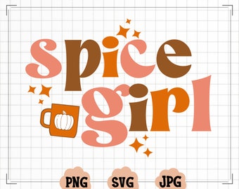 Pumpkin Spice Girl Retro svg dxf eps png Cutting Files For Cameo Cricut, Fall, Autumn, Thanksgiving, Halloween, Retro, Sublimation