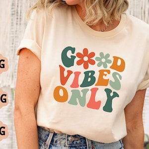 Nur gute Stimmung SVG PNG Sublimation, wellenförmiger Text zwar, Hippie Zeichen, gute Stimmung Zeichen, Flower Power Zeichen, Retro Zeichen, Inspiration Zeichen, Positivität Zeichen