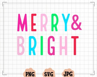 Merry and Bright Christmas SVG - Merry and Bright Retro Christmas PNG- Retro Font - Merry Christmas PNG - Retro Christmas- Christmas Shirt