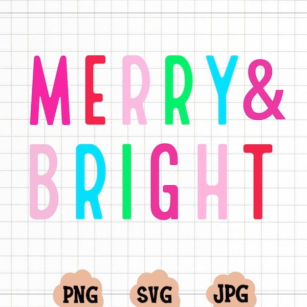 Merry and Bright Christmas SVG - Merry and Bright Retro Christmas PNG- Retro Font - Merry Christmas PNG - Retro Christmas- Christmas Shirt