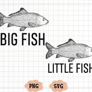 Big Fish Svg, Little Fish Svg, padre figlio padre figlia madre genitore figlio magliette abbinate SVG PNG file di taglio file digitale download digitale