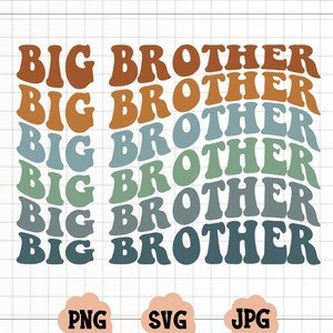 Retro gewellte Big Brother SVG, Big Brother SVG, Big Brother Png, Big Brother Shirt, Baby Ankündigung SVG, gefördert zu Brother SVG