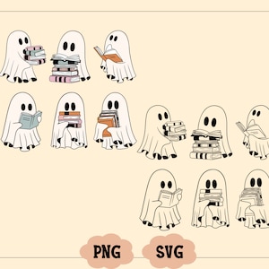 Ghost Reading Png, Teacher Halloween Png, Librarian Png, Book Lover Png, Reading Png, Teacher Shirt, Halloween School Png, Spooky Fall Png