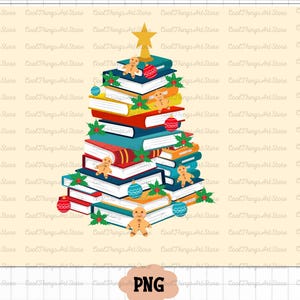 Christmas Book Tree Png, Book Lovers Png, School Christmas , Christmas Gift Bookworm Christmas Png, Gift For Teachers, Xmas Design Png
