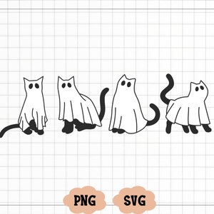 Сute Ghost Cats SVG, Ghost Cats PNG, Boo Svg, Halloween Svg, Ghost Cats Designs for Cricut, Silhouette Svg, Instant Download, Ghost Svg