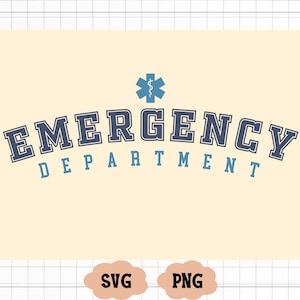 Departamento de Emergência Svg, Downloads Digitais, Carreira Médica Svg, College Font Svg, Arquivos Svg para CricutArc Nurse Svg, Varsity Font Svg,