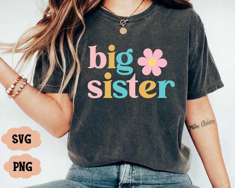 Große Schwester SVG, Retro große Schwester Shirt SVG, neue Geschwister kommen, Boho Schwester Sweatshirt geschnitten Datei, Geschwister geschnitten