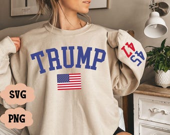 Trump 45/47 Varsity Svg, Png Trump 45/47 Republican Proud Conservative Png, Patriotic America First Maga Trump 2024 SVG, Trump Png,Trump Svg