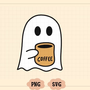 Png di Halloween fantasma, Png di caffè ghiacciato piccolo fantasma, Png di caffè spettrale carino, Png tascabile spettrale, Png di fantasma divertente, Png di Halloween, Png di autunno