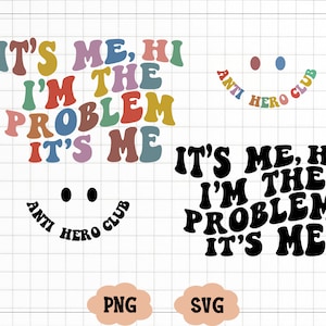 Sou eu, oi, eu sou o problema Sou eu Retro Groovy Text, SVG Clipart Images Digital Download Sublimação Cricut Cut File Png Svg