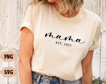 Mama Est. 2023 Svg, moeder T-shirt, moeder leven Svg, cadeau voor moeder Svg. Vectorsnijbestand Cricut, silhouet