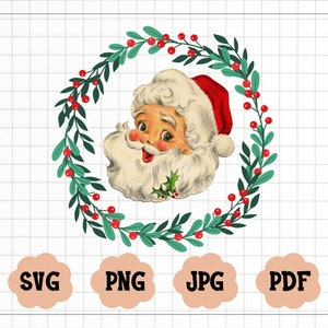Retro Santa Svg, Retro Santa Png, Santa Cricut Svg, Retro Christmas Svg, Retro Christmas Png, Christmas Cricut, Santa Cut File, Vintage Svg image 1