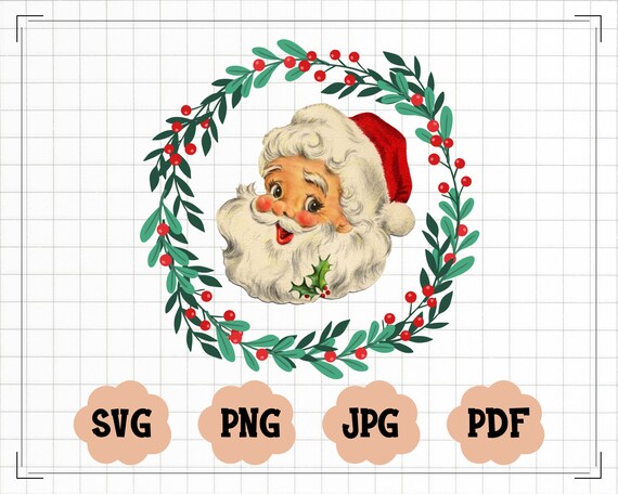 Retro Santa Svg, Retro Santa Png, Santa Cricut Svg, Retro Christmas Svg, Retro Christmas Png, Christmas Cricut, Santa Cut File, Vintage Svg
