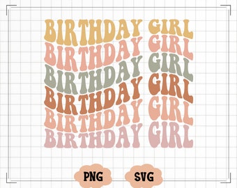 Floral Birthday Girl PNG SVG Retro Sublimation, Groovy Birthday Princess, Happy Birthday Party Shirt Design, Cute Girls Bday DTF Cut File