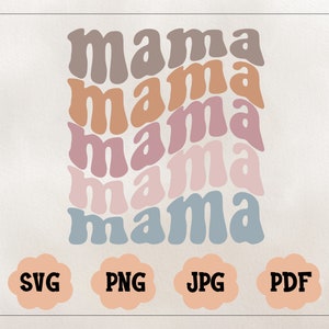 Mama Wavy SVG Cut File, Mama Png, Groovy Mama Svg, Rotro Mama Svg, Retro Mom Svg, Mothers Day Svg, Gift for Mother, Wavy Text Design