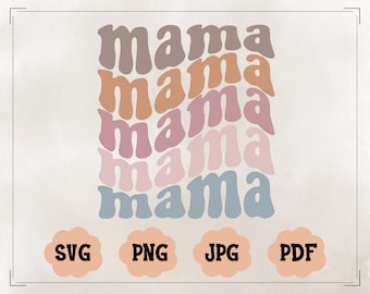 Mama Wavy SVG Cut File, Mama Png, Groovy Mama Svg, Rotro Mama Svg, Retro Mom Svg, Mothers Day Svg, Gift for Mother, Wavy Text Design