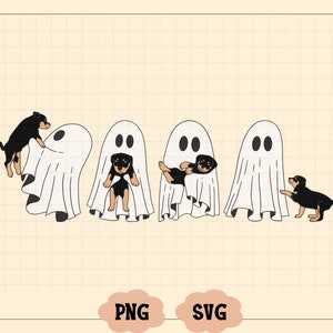 Сute Geisterhunde SVG, Geisterhunde PNG, Geisterhunde PNG, Halloween Kunst, Geisterhunde Designs für Cricut, Silhouette geschnitten, Sofortiger Download, Geister zwar